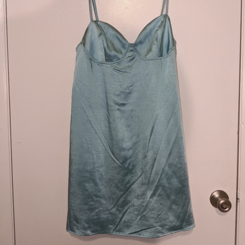 Blue Silky Slip Dress